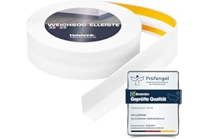 HOLZBRINK Weichsockelleiste selbstklebend PVC 32x23mm, 5 m | Küchenleiste Arbeitsplatte | Abschlussleiste selbstklebend für Badezimmer | Farbe: Weiß