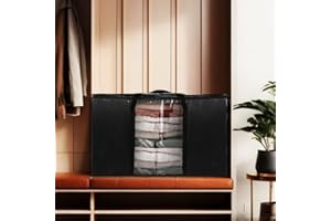 MUSBUS Lot de 6 sacs de déménagement extra larges avec fermetures éclair et poignées de transport, sacs de rangement ultra robustes permettant d’économiser de l’espace, noir