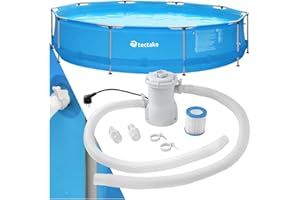 tectake® Swimming Pool, Aufstellpool Komplettset groß, Swimmingpool rund, Leichter Auf- und Abbau, Schwimmpool für Garten, Planschbecken groß Ø 360 x 76 cm - blau