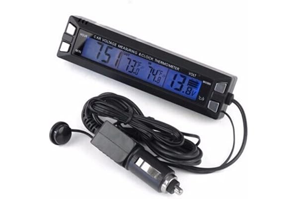 PolarLander Multifonction 3 en 1 Horloge numérique Voiture thermomètre Voiture voltmètre Voiture à l'intérieur et de l'alarme de Tension de température extérieure