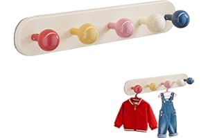Gxdamxz Kleiderhaken Kinder Garderobenhaken, Wandhaken Selbstklebend, Wand Hakenleiste mit 5 Haken, Hooks for Kids Room, Bunt