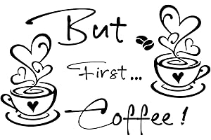 IDISON 2 Sätze Küche Dekor Aufkleber, Kaffee Zeit Tassen und Bohnen Peel and Stick Tapete, DIY abnehmbare Wandkunst Abziehbilder