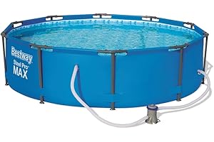Bestway BW56408GB Steel Pro Max Swimming Pool with Pump, Blue, 10 ft x 30-Inch Round Frame Swimming Pool with Filter Pump, 4678 liters, Steel Pro Max, 30 Inch Deep, 10 ft