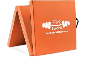 FK Sports Gymnastic Exercise Mat-6ft Tri Folding PU Leather Yoga Mat 5cm Extra Thick Foam High Density Gym Mat| Pilates, Yoga Mat for Women Men for Core Exercises.