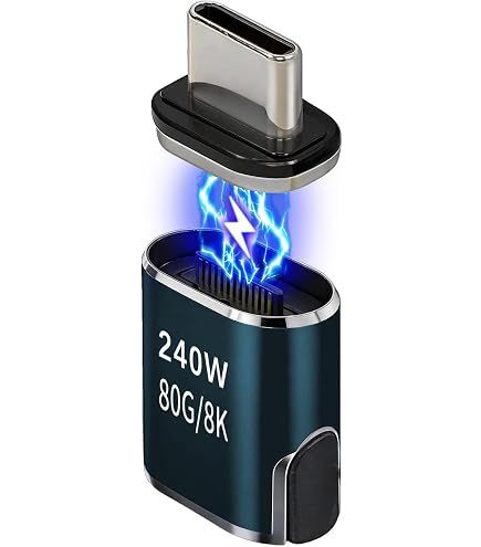 Adattatore Magnetico USB-C 240W IVIVTOR – 80 Gbps, Supporto 8K, 24 Pin Placcati Oro, Per Laptop E Tablet