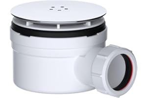 Hulthor 90mm Shower Trap with Removable Cover – Fast Flow Waste Drain for Shower Trays, Easy Clean Trap with Hair Filter, Durable ABS Plastic, Chrome Finish