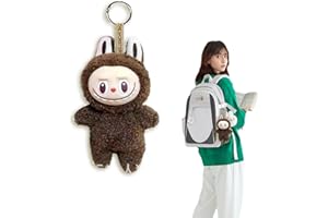 Xiujuers Labubu Keychain, 17CM Labubu Peluche, Pupazzi Labubu, Figura di Scatola Cieca LaBubu, Labubu Plush Toy, Pupazzo Labubu, Adatto Regali per Ragazzi e Ragazze (Marrone)