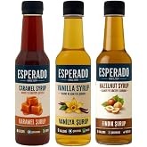 ESPERADO - 3 L&Uuml; KAHVE ŞURUP SETİ - VANİLYA * FINDIK * KARAMEL -ŞEKERSİZ - ZERO - 3 X 250 ML