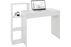 ML DESIGN MODERN LIVING ML-Design Biurko z pólka, stolik do pracy stolek barowy stolik pod komputer stolik pod laptopa, z miejscem do przechowywania, bialy, 3 pólki, 110x72x40 cm, drewno, system 2 w 1, do domu/pracowni