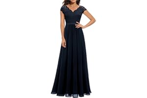 Daisyaner Damen Elegant Maxi Lang Abendkleid V-Ausschnitt Hochzeit Brautjungfernkleider