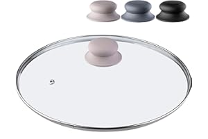 KADAX Couvercle en Verre avec Poignée en Silicone et Anneau de Ventilation, Accessoire de Cuisine pour Poêles, Marmites et Sauteuses (Beige, 28 cm)