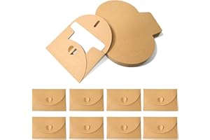 Fenglin-joy Kleine Briefumschläge, 40 Stück Karten Kraftpapier Umschläge mit Herz Verschluss mit 40 Blanko Karten für Dankeskarten Einladung Geburtstagskarten