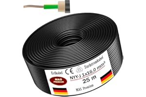 MAS-Premium® Erdkabel Deutscher Marken-Elektrokabel Ring zur Verlegung im Erd- und Außenbereich Standard Starkstromkabel (NYY-J 1x16 mm², 25m)