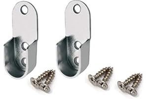 HOMECENTRE HOME CENTRE 2 x Chrome Oval Rail Tube Bracket Support & Screws 45x18x11mm