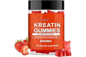 ‎LÉON Kreatin Gummies 5000 mg – Hochdosiert, Vegan & Zuckerfrei – Ohne Zusatzstoffe, Gentechnik & Gluten – 5000 mg pro Portion (30 Portionen) (Erdbeere)