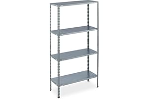 Relaxdays Étagère à charge lourde galvanisée, HLP 145x75,5x30 cm, 4 niveaux, 160 kg max., acier, cave, garage, argenté
