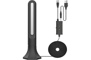 AXFEE DVBT2 Antenne mit Verstärker 36Dbi+ HDTV Zimmerantenne für Fernseher, Max. Signalqualität durch ALU-Kern, Full HD, 5m Kabel DVB-T2 Antenne Fernseher Freenet tv Innen Außen(Schwarz)
