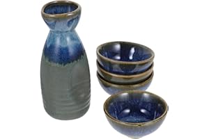 DOITOOL Set Sake Giapponese Vintage 1 Bottiglia Ceramica E 4 Tazze Tradizionali Per Ristorante Casa E Regalo Festa