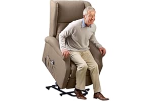 BAKAJI Poltrona Alzapersona Elettrica Motorizzata Reclinabile in Similpelle Ecopelle con Tasca Porta Telecomando per Anziani e Persone Disabili (Tortora)