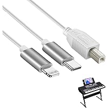 WORLDBOYU Câble Lightning Vers MIDI USB OTG Type B Pour Certains Modèles D' IPhone, IPad Pour Contrôleur Midi, Instrument De Musique électronique, Clavier Midi, Microphone USB (3,7 M