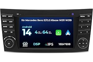 SWTNVIN Mercedes Benz E-Klasse W211 G-Klasse W463 CLK W209 CLS W219 Autoradio mit Apple CarPlay Android Auto,7 pollici IPS Touchscreen Android 14.0 Bluetooth für Auto mit GPS Navi WiFi Am/FM (4+64G)