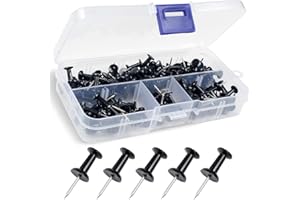 YOYUSH Lot de 100 punaises réutilisables avec boîte de rangement en plastique solide, antirouille pour tableau d'affichage en liège, tableau d'affichage, école et bureau (noir)