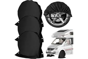 ENUTROF Radschutzhülle Radabdeckung Reifenabdeckung Wasserdicht Wohnwagen Anhänger mit 2 Ösen für Caravan Wohnmobile Wohnwagen Oldtimer 27-29Zoll (Schwarz-4PCS)