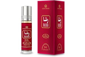 Musc Parfum RASHA Al Rehab 6 ml aux Notes Fraîches Florales Vanillées Boisées Sans Alcool – Huile Parfumée Orientale Femme & Homme