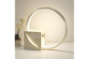 blonbar Nachttischlampe mit Wake Up Licht, 3 Stufige Helligkeit Touch Dimmbar, 2 Wecker,Tageslichtwecker, 10 Beruhigender Klang,10W USB-Aufladung,Geeignet Schlafzimmer Wohnzimmer. (Modern)