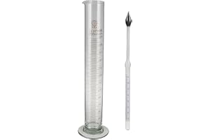 ERTYUY 250ml Glass Cylinder Proof Tralle Hydrometer Test Jar Combo for Distilling Liquid