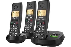 Gigaset Pure 220A Trio - 3 Schnurlose DECT-Telefone mit Anrufbeantworter - mit Call-Block-Taste und Freisprechfunktion - 80 Kontakten, anthrazit schwarz [Kompatibel in DE, IT, FR, NL, BE, Che, AUT]