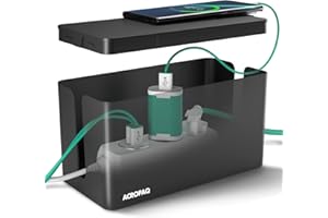 ACROPAQ Boîte Cache Câble - Petit (23,5 x 12 x 11,5 cm), Boîte de Rangement pour Cacher Les câbles, Cacher Les multiprises, Plastique, Noir - Cache multiprise