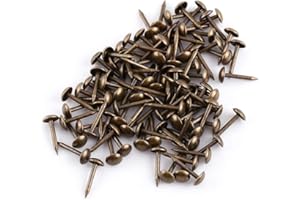 SHEENS 100 Piezas de Clavos Decorativos Vintage, Clavos Decorativos para Pies de Sofá, Clavos Decorativos Antiguos, Etiquetas Metálicas de Latón, Clavos de Cabeza Grande, Clavos para Muebles (6 * 14 mm)