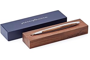 Pininfarina Penna senza inchiostro Cambiano, Penna elegante uomo con puntale in Ethergraf, Penna regalo con scatola in noce massello con funzione display, Alluminio satinato