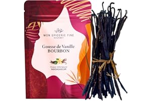 MON EPICERIE FINE GOURMET Mon Epicerie Fine. 15 Gousses de VANILLE BOURBON de Madagascar. XL 14-18 CM - Sélection gourmet. Vanille Gousse fraîche et souple 100% Naturel Sachet ZIP recyclable fabriqué en Europe