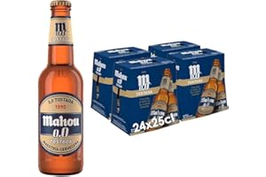 Mahou 0,0 Tostada, Cerveza Lager Refrescante, Ligera y Suave, Sabor Auténtico de Cerveza, 0.0 % Vol Alcohol, Pack de 24 Botellas x 25 cl