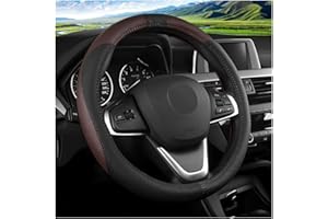 JNNJ Funda Volante Coche, Cubierta De Volante De Cuero De Microfibra, Cubre Volante Sport Antideslizante Transpirable, Funda Volantes Coche Universal para Todos Los Volantes Estándar(Negro/Curry)