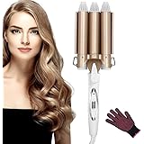 Hair Curler, Curling Iron Upgrade Version Ceramic 3 Barrels Hair Curler, Quick Heating Temperature Adjustable Curling Iron fo