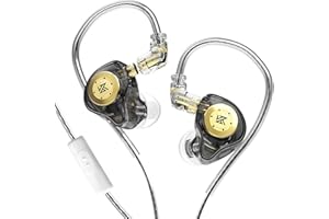 Yinyoo KZ EDX PRO Cuffie In-Ear Cablate con Microfono HD, Auricolari In-Ear in Resina e Metallo con Bassi Profondi Cuffie HIFI Driver Dinamico 1DD 10 mm Cavo OFC 2 pin 0,75 mm (nero, con microfono)