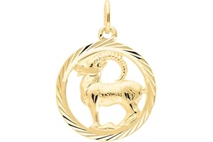 My Gold Pendentif Zodiaque (Sans Chaîne) Or Jaune Véritable Or 333 (8 Carats) Ø 15mm Signes Ronds du Zodiaque Horoscope Gavno MOD-04433