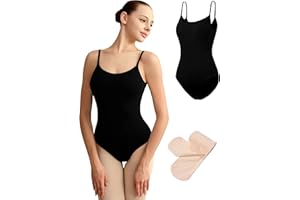 DANSHOW Camisole Ballet Leotards for Women with Tights,include Adjustable,Full Front Lining Bodysuit