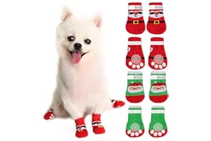 XiXiRan Calcetines Antideslizantes para Perros Gatos, 8 Piezas Protectores para Las Patas de los Perros Pequeños con Correas Ajustables con Refuerzo de Goma