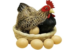 WSRRDRECVHi Ornamenti artigianali di gallina Decoraciones, statuetta di pollo di paglia, gallina pasquale con nido di uccelli uova, statua di pollo pasquale, decorazione per centrotavola da tavola