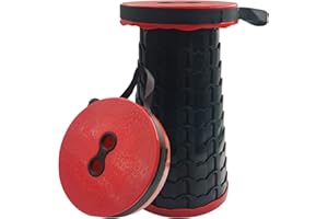 Desconocido Telescópico Taburete Plegable Camping Portátil, Plegable Taburete Retráctil para Exteriores, Camping, Pesca, Barbacoa, Interior y Cocina - Color Rojo