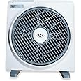 ACO® CoolAir High-Speed Table Box Fan | 360° Rotating Grill for Uniform Airflow | Low Power Consumption | Anti-Rust Body | Silent Operation | Compact & Lightweight for Home & Office (White-Grey)