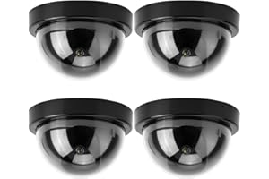 01 02 015 Caméra de Simulation de caméra d'hémisphère ABS, Fausse caméra factice à LED, Fausse caméra de sécurité factice pour supermarchés, hôtels(Le Noir)