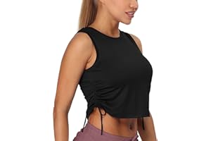 icyzone Canotta Donna Sportiva con Coulisse Regolabile,Crop Top Sportivo Traspirante e Morbido Canotte per Fitness,Allenamento,Yoga