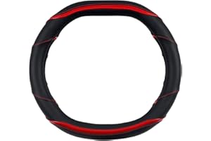 KUST Housse de volant de voiture en cuir antidérapant pour 3008 5008 2017-2020 (rouge et noir)