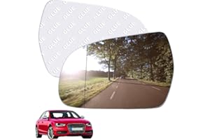 AUTOXBERT Wing Mirror Glass Left Side Convex Fit For Audi A4 2010 2011 2012 2013 2014 2015 Passenger Side STICK-ON With Blind Spot