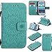 Produktbild für Samsung Galaxy S3 i9300 / S3 Neo Leder Wallet Tasche Brieftasche Schutzhülle , Lonchee Sonnenblumen geprägten Muster Design Hochwertige PU Leder Folio Tasche Case Hülle im Bookstyle mit Standfunktion Kredit Kartenfächer (grün)